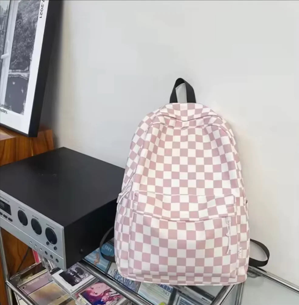 Unisex Checkered-Colour School Backpack