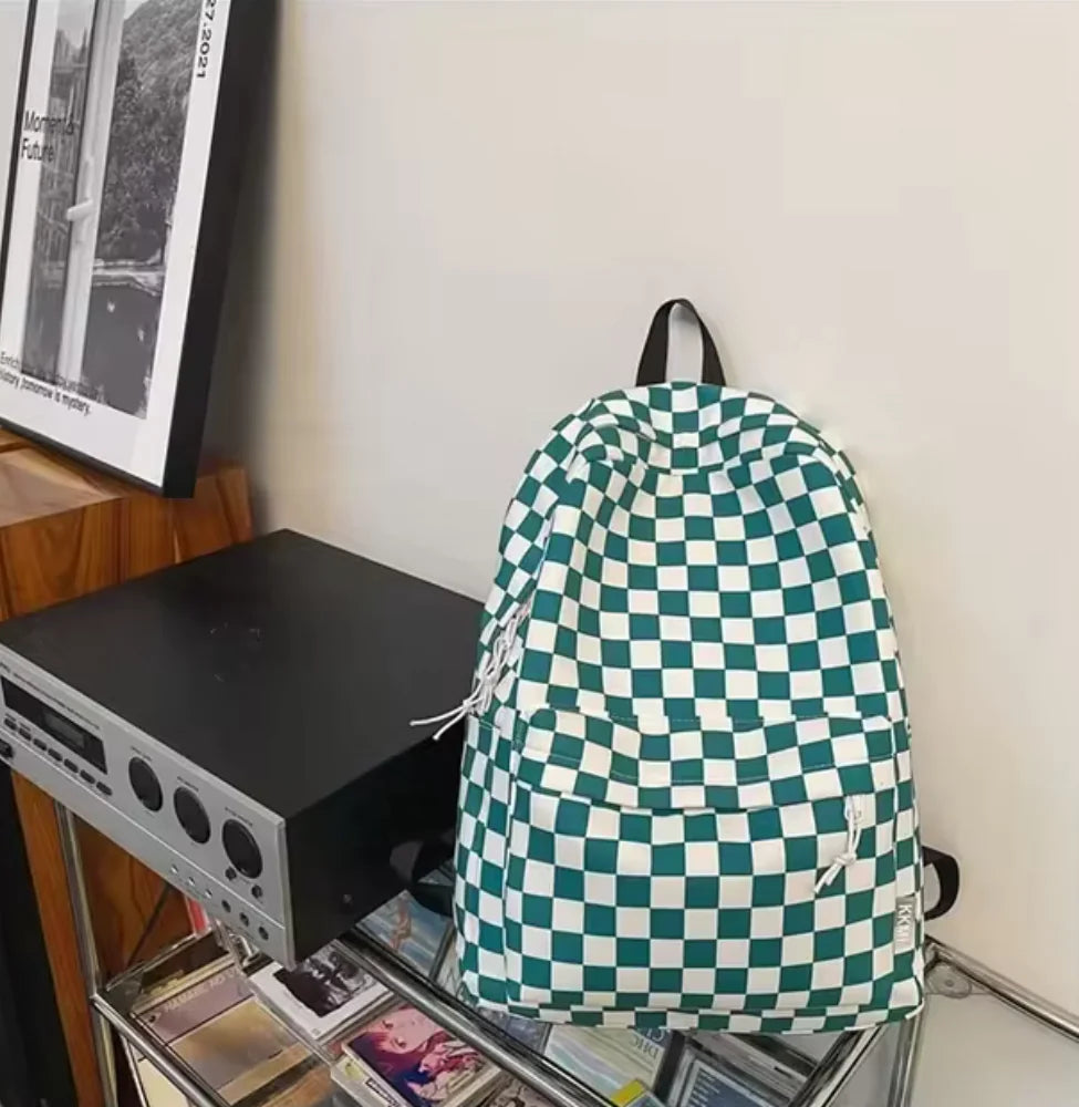 Unisex Checkered-Colour School Backpack