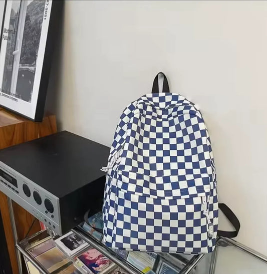 Unisex Checkered-Colour School Backpack